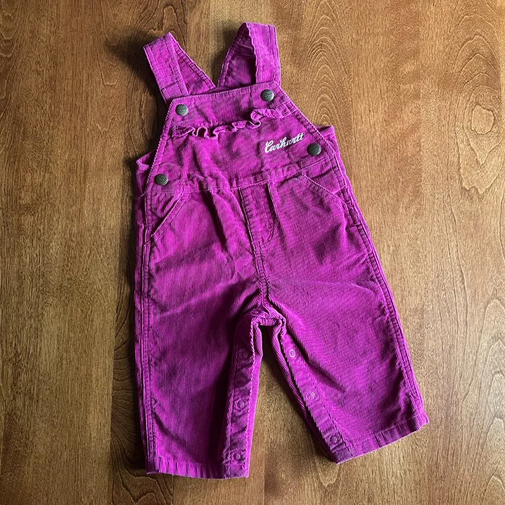 Carhartt magenta corduroy overalls 12m